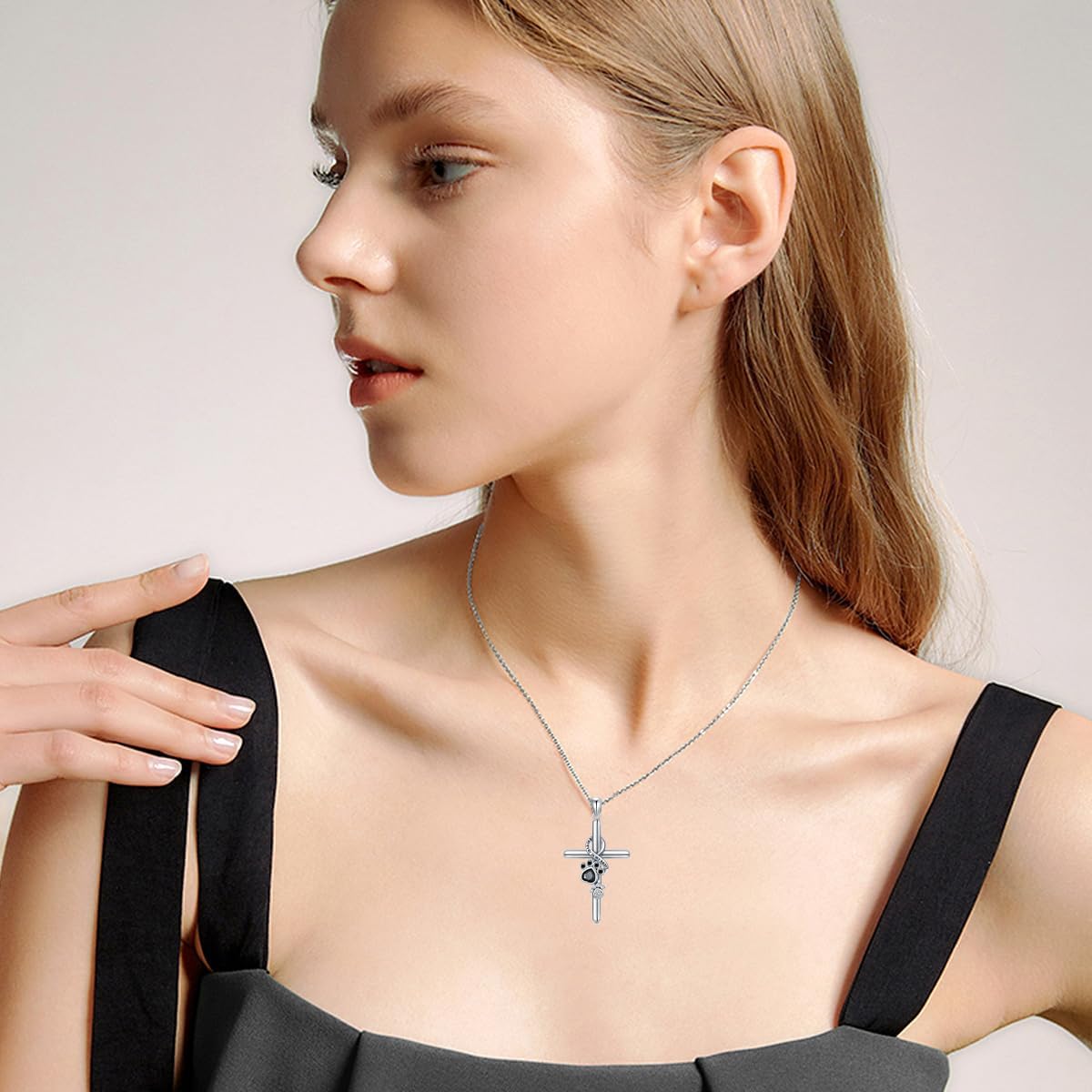 Argiñe™ | Silver Necklace with Fingerprint and Cross