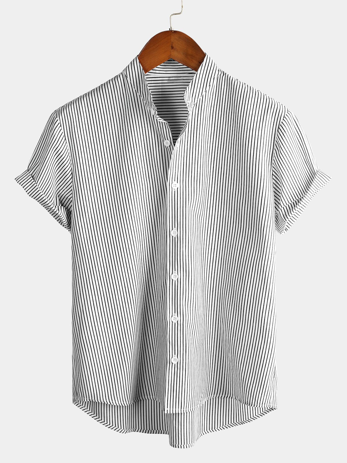 Men's Breathable Cotton Short Sleeve Striped Shirts