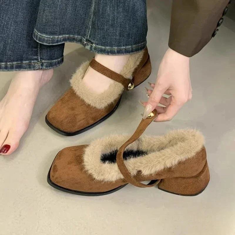 LunaWarm™ Furry Mary Jane Comfort Shoes