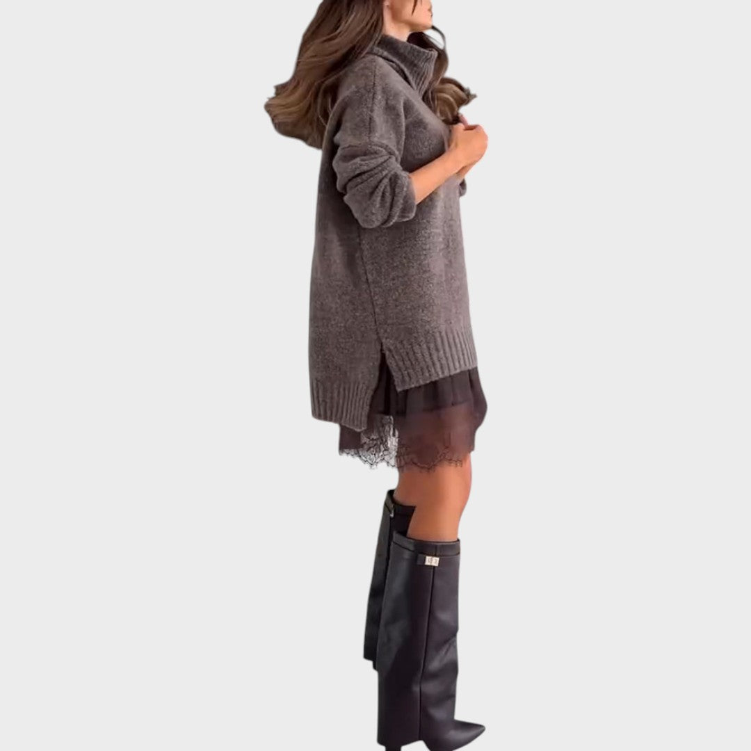 Mila | Oversized Knit Sweater & Lace Slip Dress Set