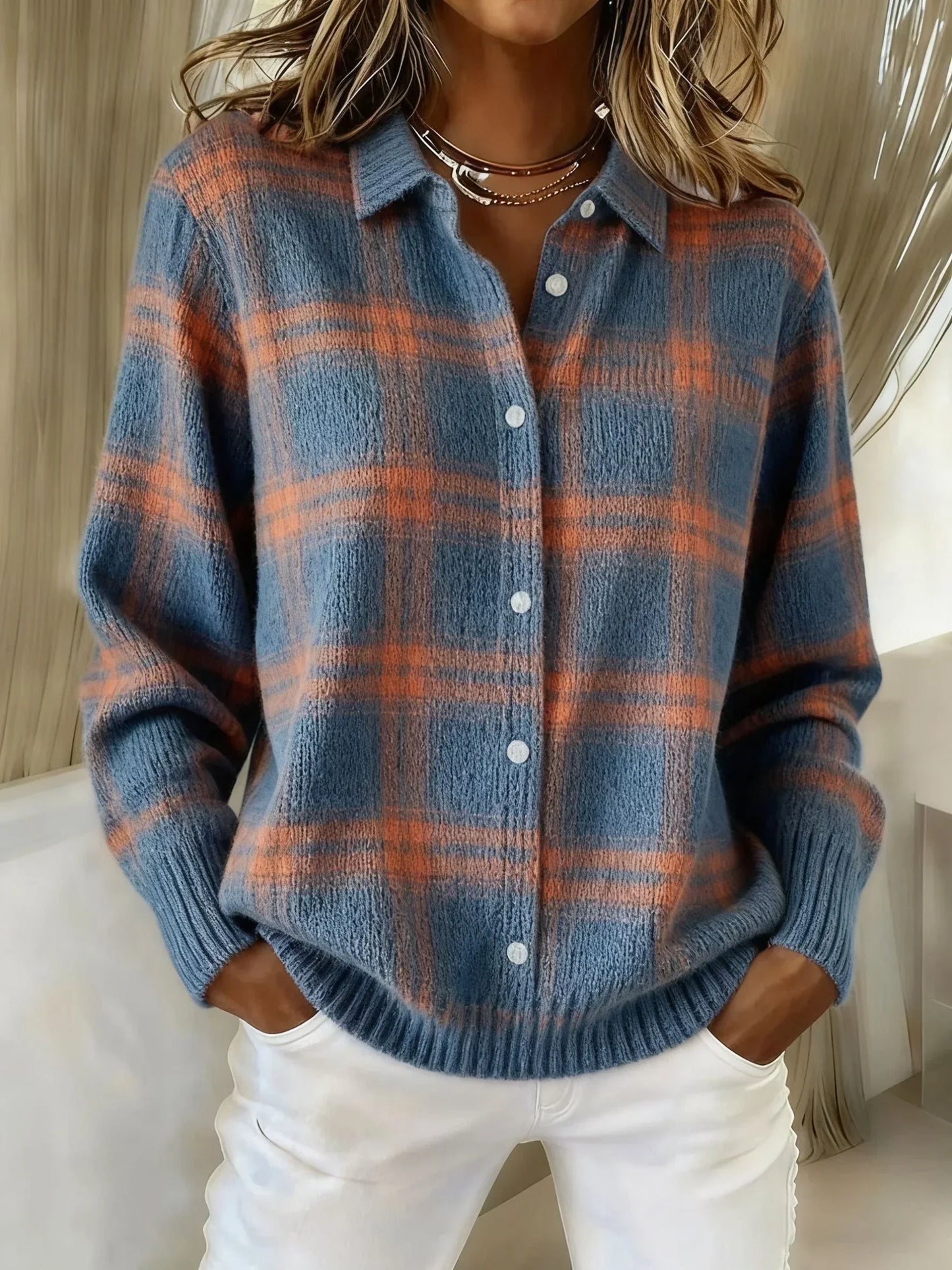 Sophia | Vintage Plaid Oversized Cardigan