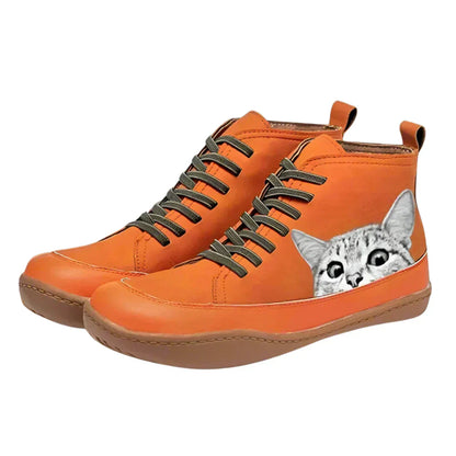 Whiskers™ | Leather Ankle Boots for Cat Lovers