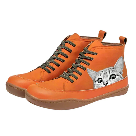 Whiskers™ | Leather Ankle Boots for Cat Lovers