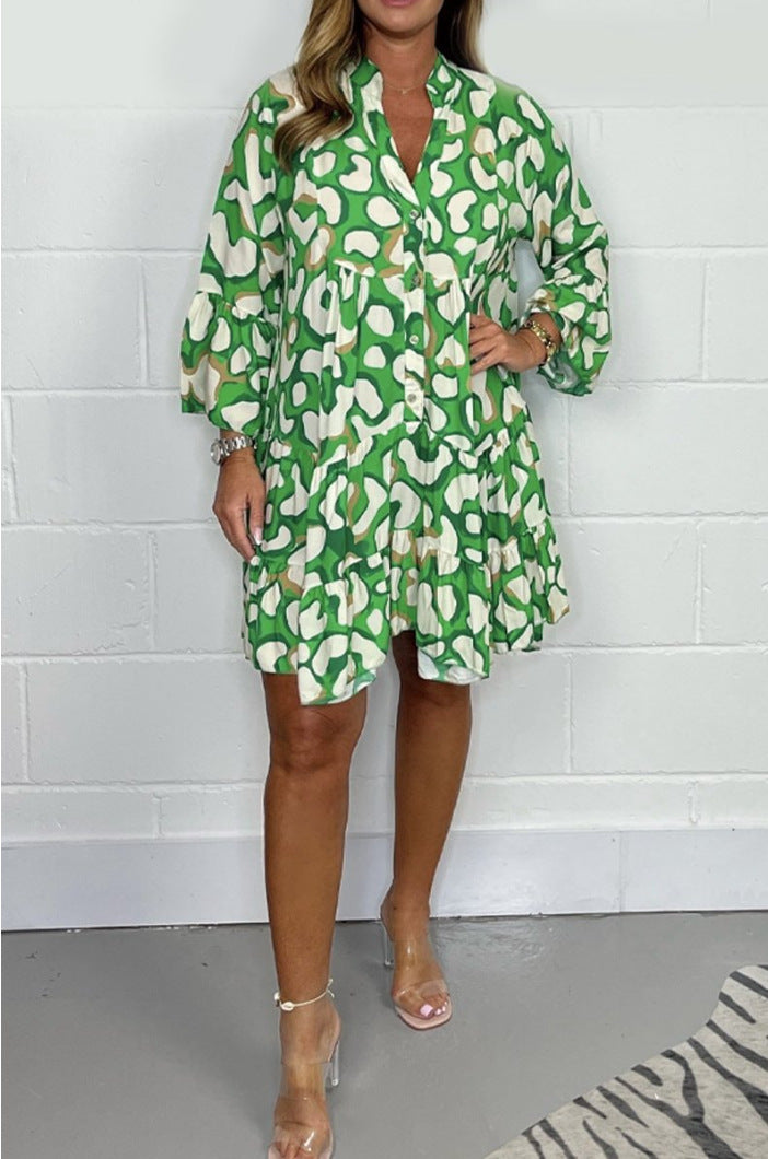 Spring and Summer New Large Size Irregular Printed Dresses