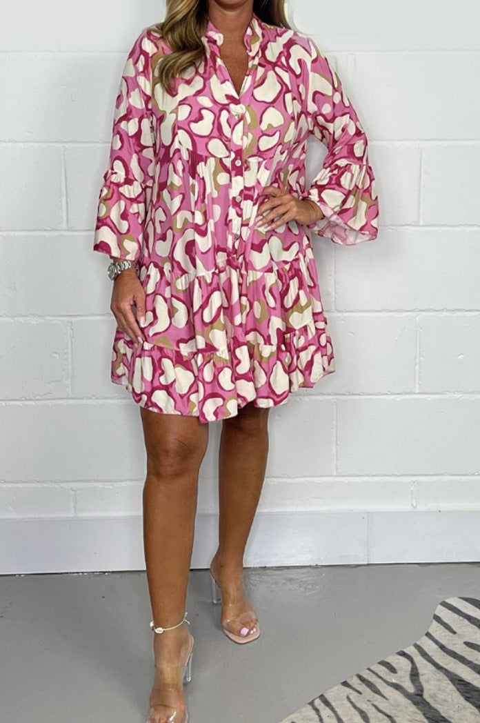 Spring and Summer New Large Size Irregular Printed Dresses