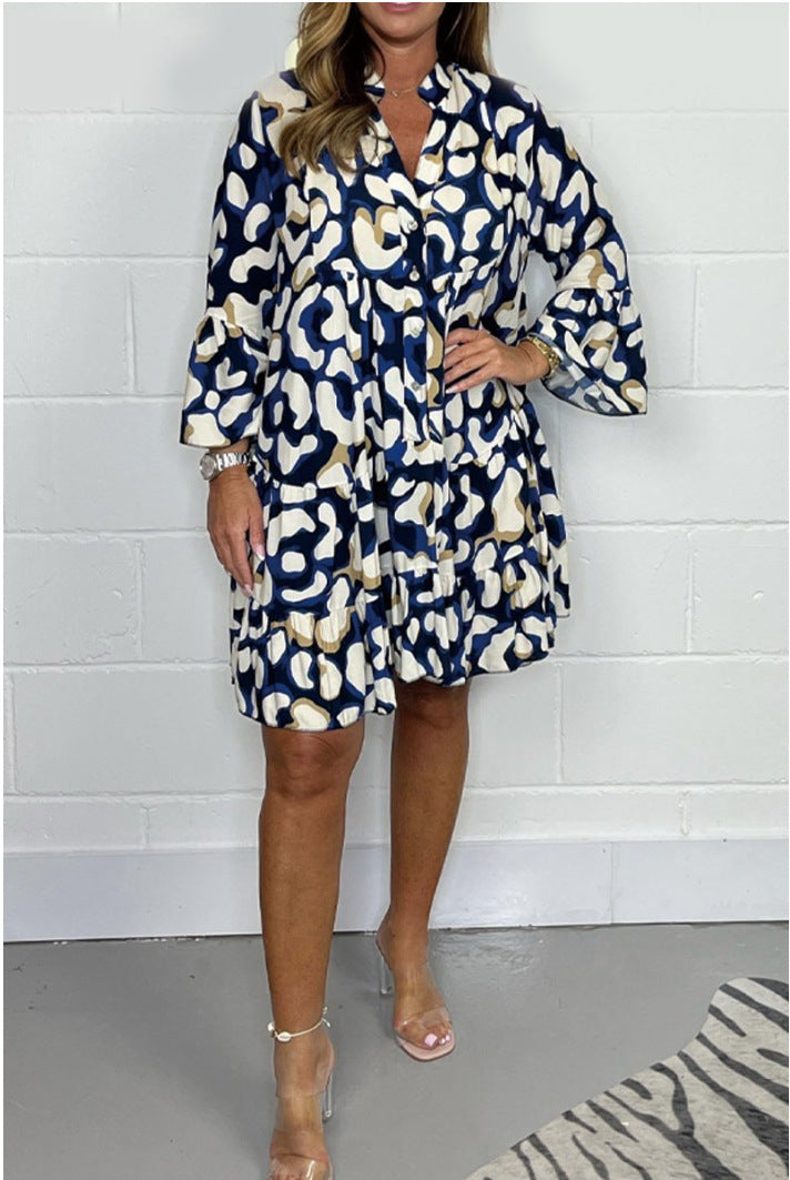 Spring and Summer New Large Size Irregular Printed Dresses