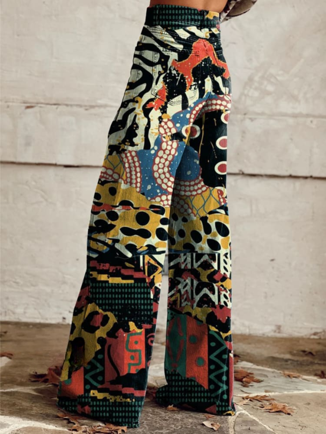 CARAMEL | Wide Trousers with Artistic Pattern, Elegant and Bold