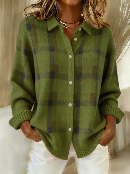 Sophia | Vintage Plaid Oversized Cardigan