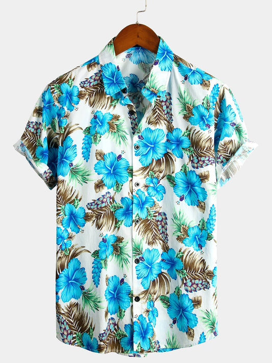 Men's Pure Cotton Shirt with Hawaiian Holiday Style Print