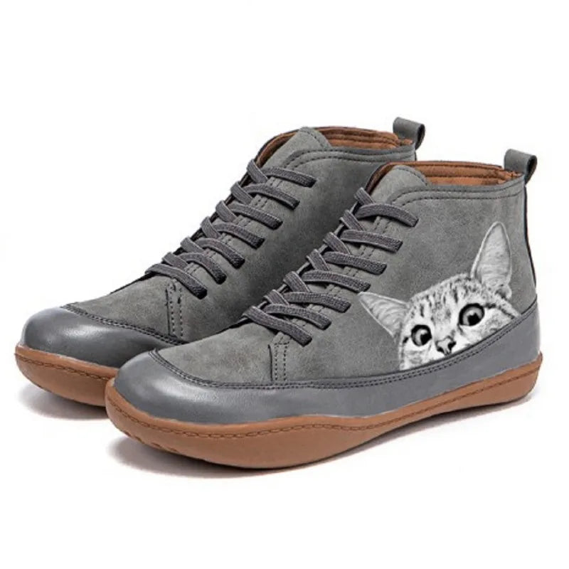 Whiskers™ | Leather Ankle Boots for Cat Lovers