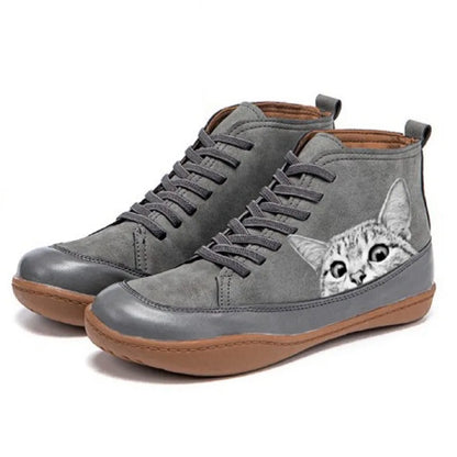 Whiskers™ | Leather Ankle Boots for Cat Lovers
