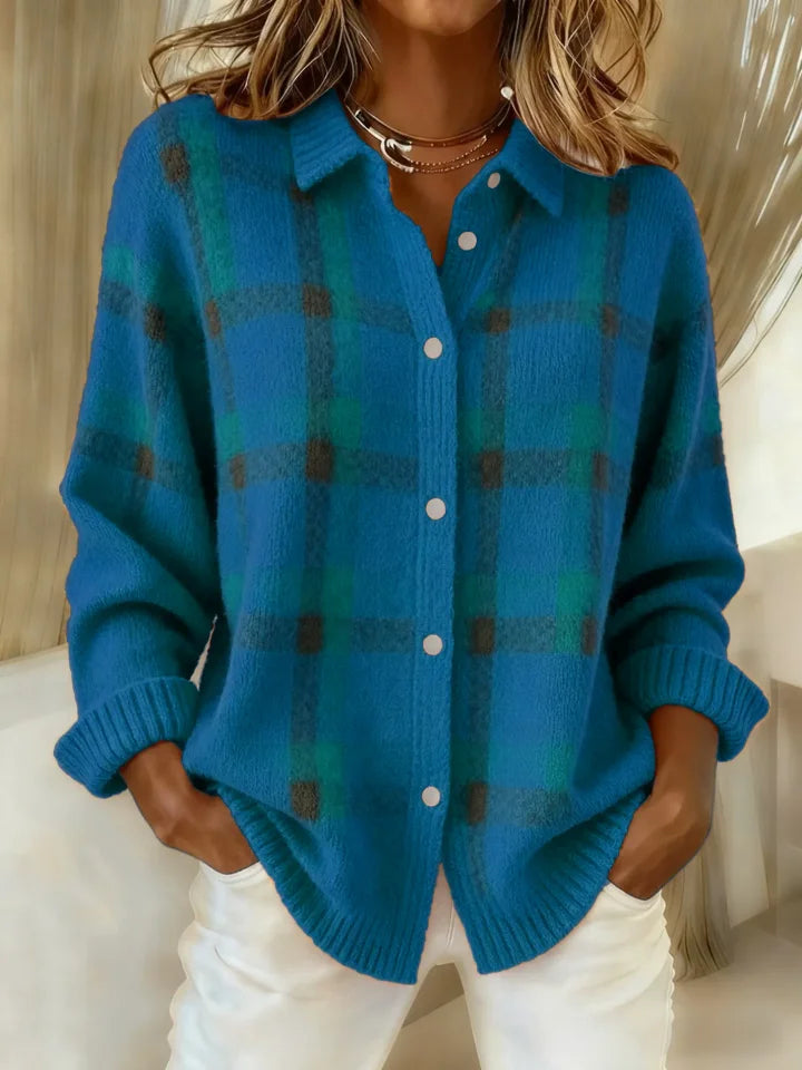 Sophia | Vintage Plaid Oversized Cardigan