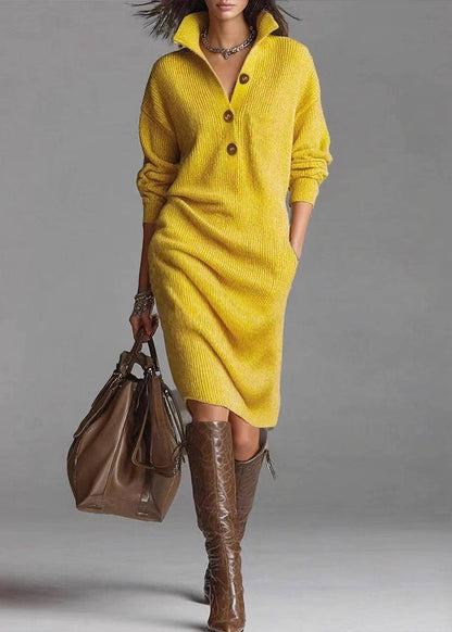 Valeria | Buttoned Knit Sweater Dress