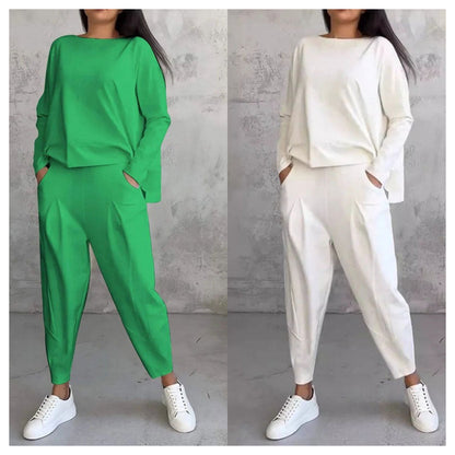 LIANNE | Two-piece Set w/ Long-Sleeved Top and Loose-fitting Pants