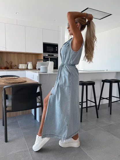 Isabelle | Denim Maxi Dress