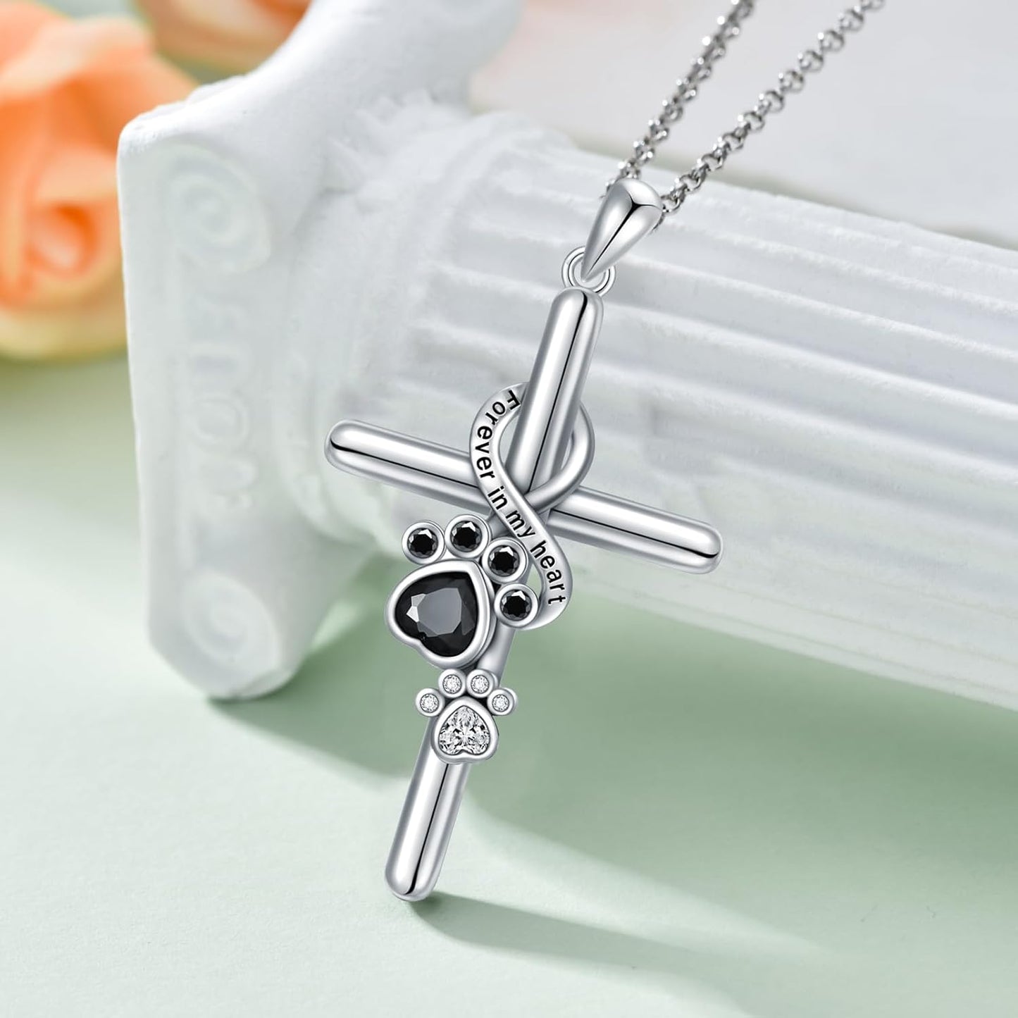 Argiñe™ | Silver Necklace with Fingerprint and Cross