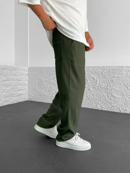 Relaxed Fit Ribbed Trousers