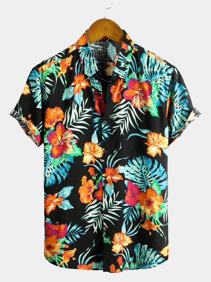 Men's Pure Cotton Shirt with Hawaiian Holiday Style Print