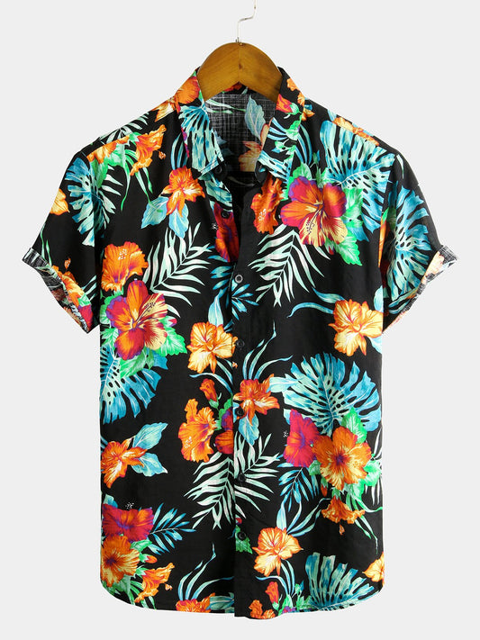 Men's Pure Cotton Shirt with Hawaiian Holiday Style Print