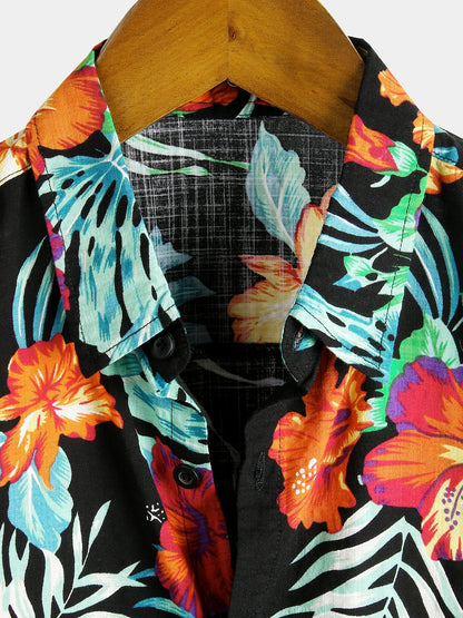 Men's Pure Cotton Shirt with Hawaiian Holiday Style Print