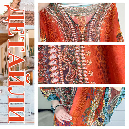 🌸Ruffled Boho Print Dress with V-Neckline