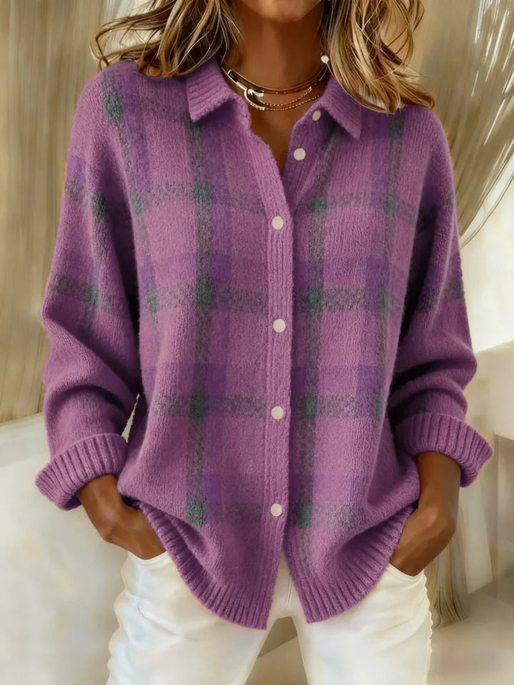 Sophia | Vintage Plaid Oversized Cardigan