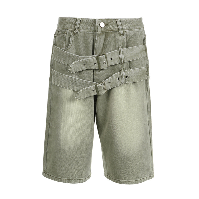 Y2K Double Belt Cropped Jorts