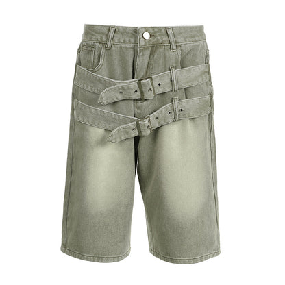 Y2K Double Belt Cropped Jorts