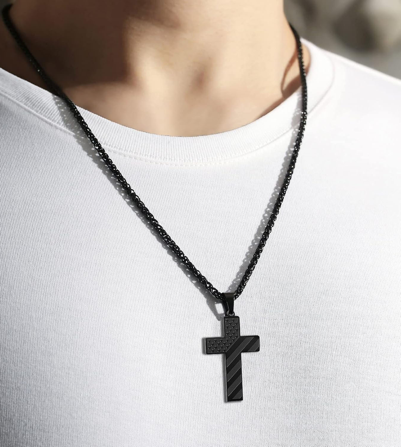 Cross Faith Patriotic Necklace