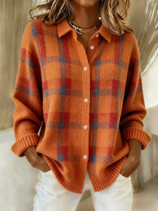 Sophia | Vintage Plaid Oversized Cardigan