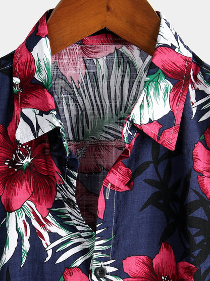 Men's Pure Cotton Shirt with Hawaiian Holiday Style Print
