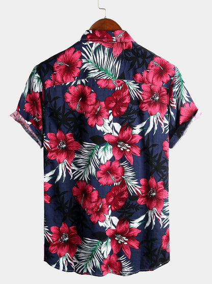 Men's Pure Cotton Shirt with Hawaiian Holiday Style Print