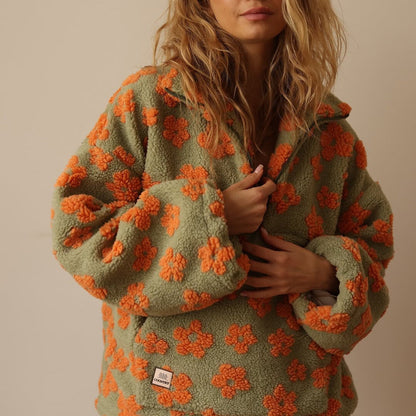 Sofia - Long-sleeved Floral Fleece Sweater