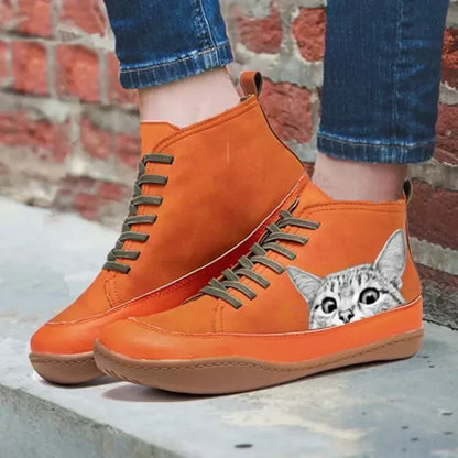 Whiskers™ | Leather Ankle Boots for Cat Lovers