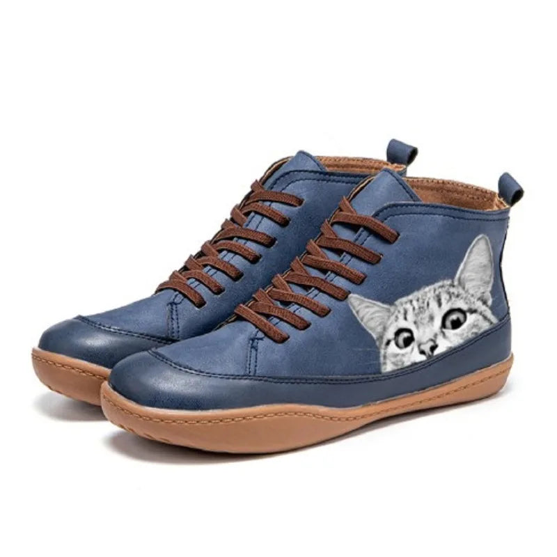 Whiskers™ | Leather Ankle Boots for Cat Lovers