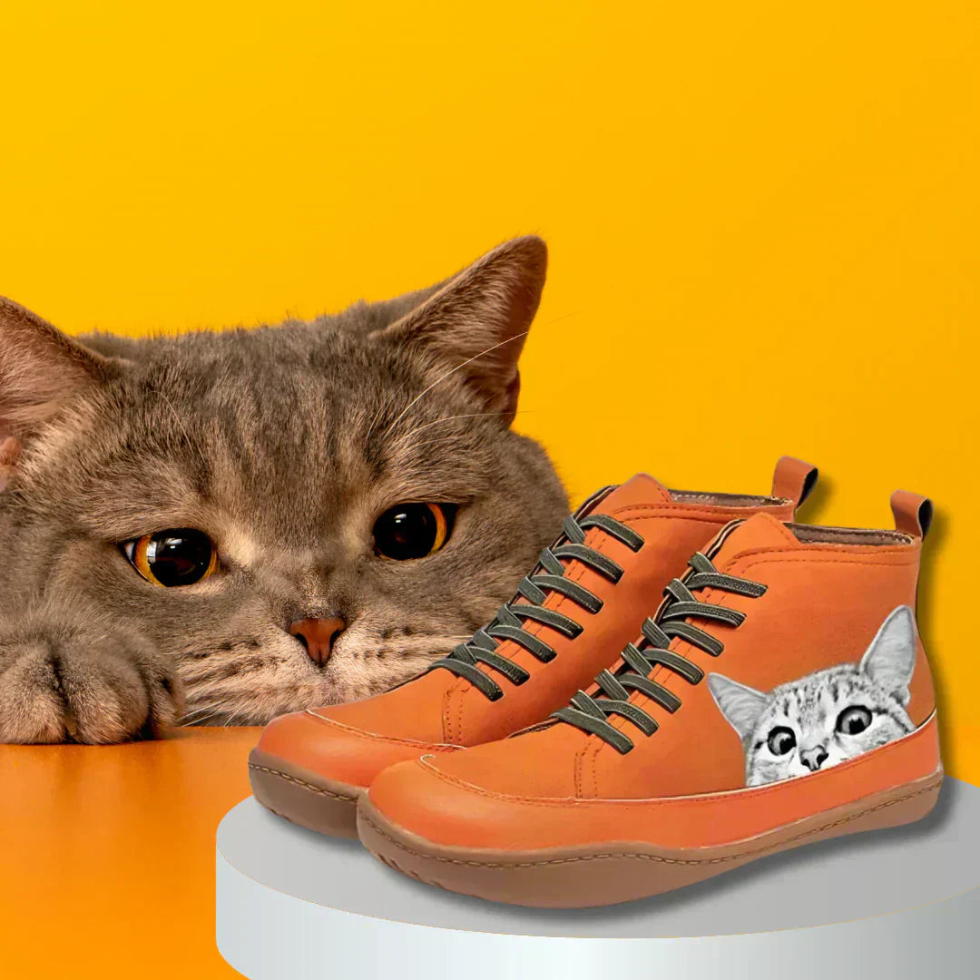 Whiskers™ | Leather Ankle Boots for Cat Lovers