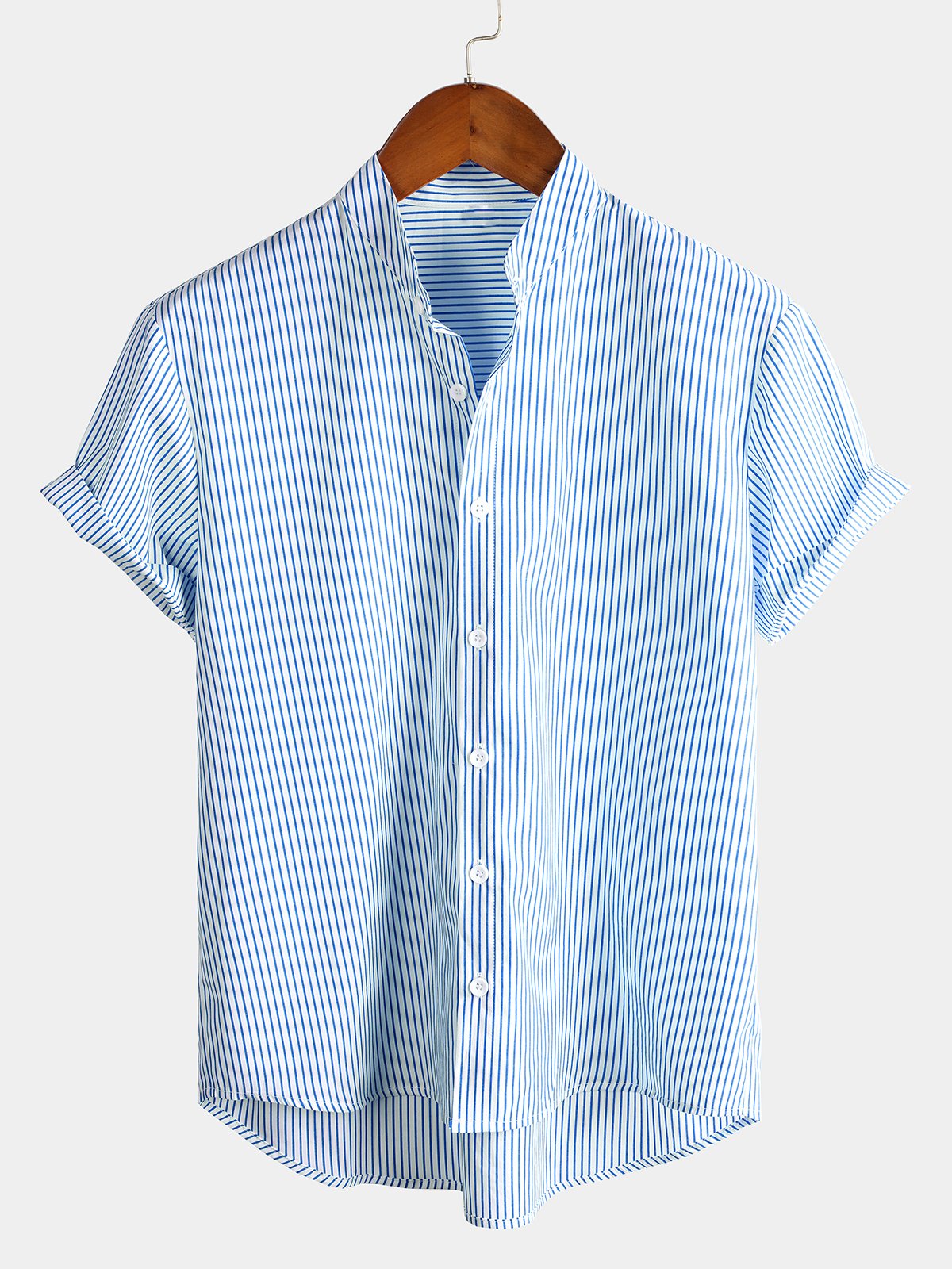 Men's Breathable Cotton Short Sleeve Striped Shirts