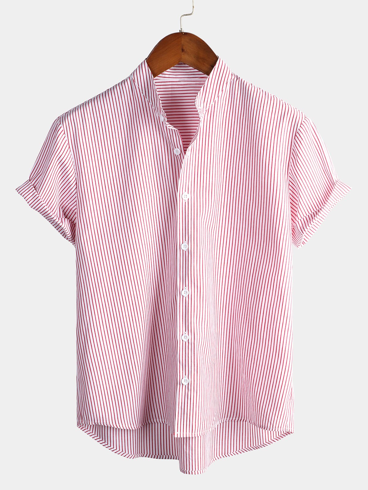 Men's Breathable Cotton Short Sleeve Striped Shirts