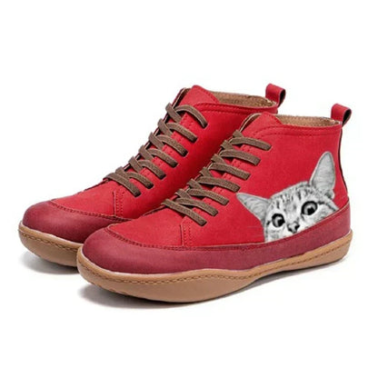 Whiskers™ | Leather Ankle Boots for Cat Lovers