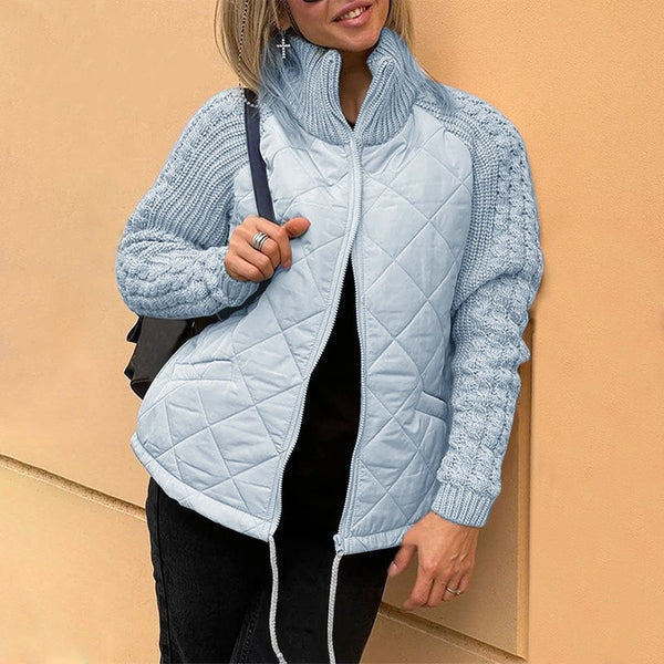 Women's Knitted Quilted Down Jacket with Patchwork（🔥Free Shipping）