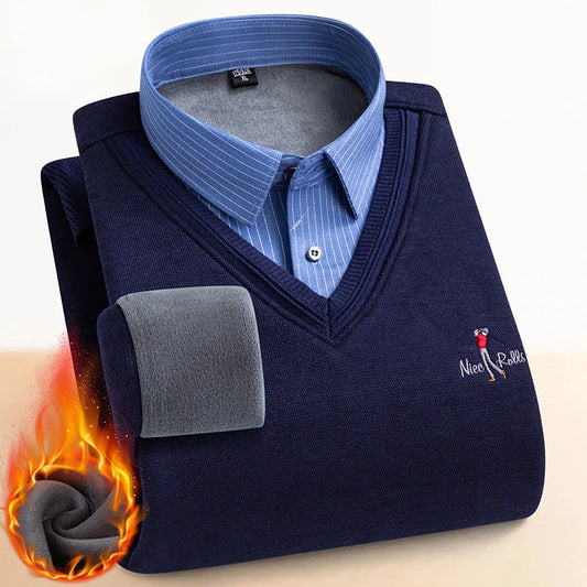 Men's Thermal Sweater with Double Fleece Lining