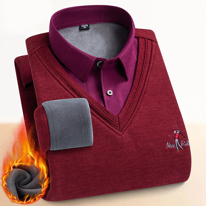 Men's Thermal Sweater with Double Fleece Lining