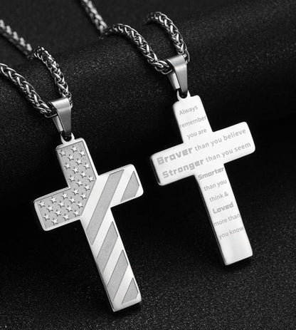 Cross Faith Patriotic Necklace