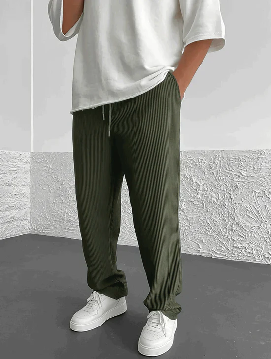 Relaxed Fit Ribbed Trousers