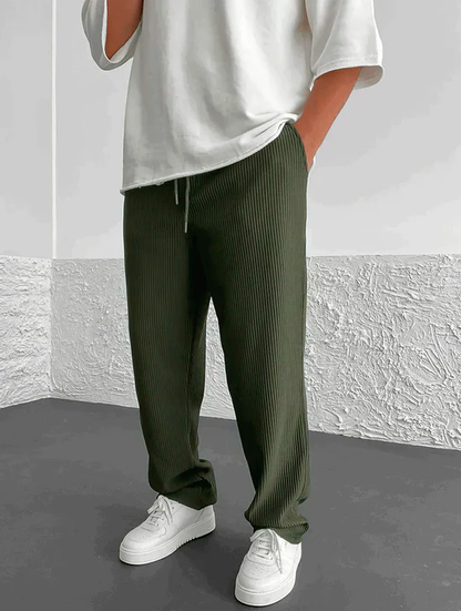 Relaxed Fit Ribbed Trousers