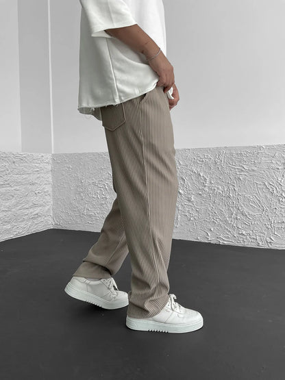 Relaxed Fit Ribbed Trousers