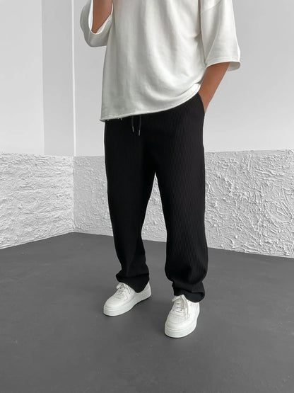 Relaxed Fit Ribbed Trousers