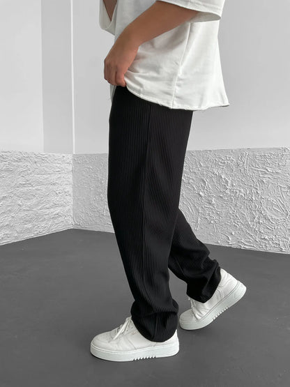 Relaxed Fit Ribbed Trousers