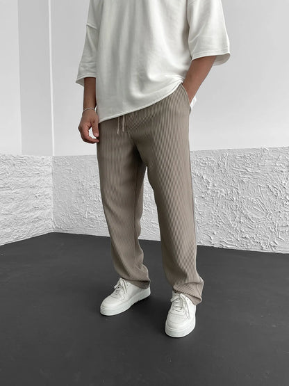 Relaxed Fit Ribbed Trousers