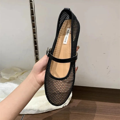 Lina | Mesh Mary Jane Ballet Flats
